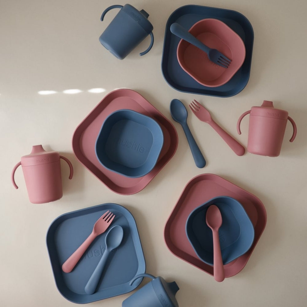 Mushie Set fourchette et cuillère Twilight Blue – 2 pièces