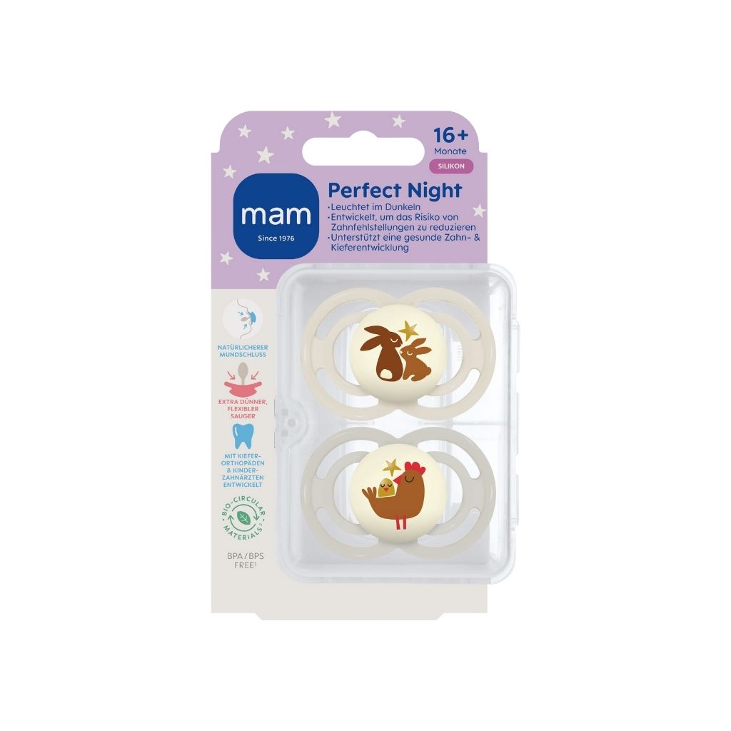 MAM Sucette Perfect Night 16+ m Beige – 2 pièces
