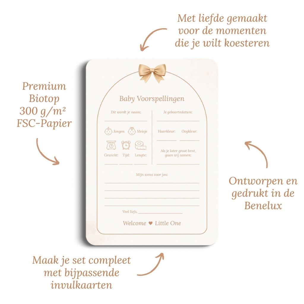 Studio Miron Cartes de prédictions bébé Boho Beige avec ourson NL – 10 pièces