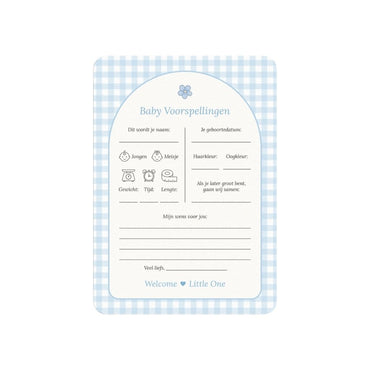 Studio Miron Invulkaart Baby Voorspellingen Gingham Blauw – 10 stuks