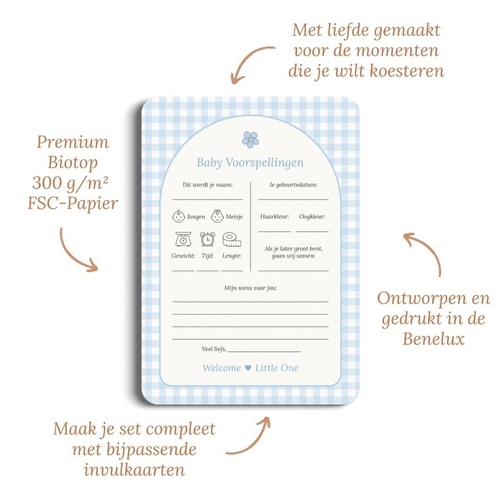 Studio Miron Cartes de prédictions pour bébé Vichy Bleu NL - 10 pièces