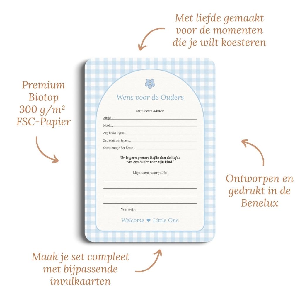 Studio Miron Cartes de vœux Vichy bleu NL – 10 pièces