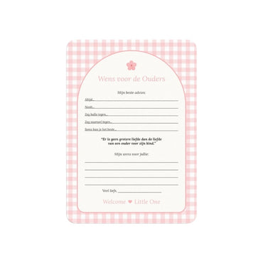 Studio Miron Cartes à remplir Souhaits pour les parents Vichy Rose NL - 10 pièces