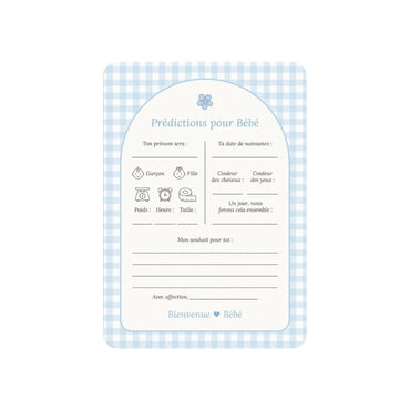 Studio Miron Invulkaart Baby Voorspellingen Gingham Blauw FR – 10 stuks