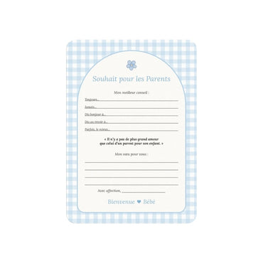 Studio Miron Invulkaart Wens voor de Ouders Gingham Blauw FR – 10 stuks