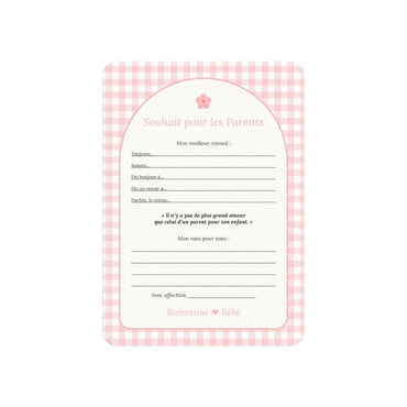 Studio Miron Invulkaart Wens voor de Ouders Gingham Roze FR – 10 stuks
