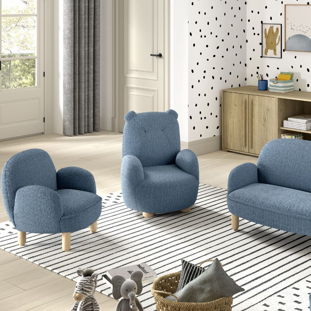 JAXX Canapé Rocky Ours Mini Bleu