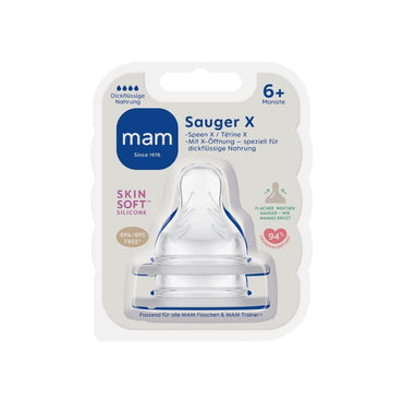 MAM Zuigspeen + 6 maanden SkinSoft Silicone maat X Teat spillfree Transparant - 2 stuks