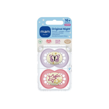 MAM Sucette + 16 mois Original Night Pink - 2 pièces