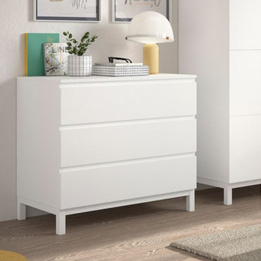 JAXX Table de nuit 3 tiroirs Eva White