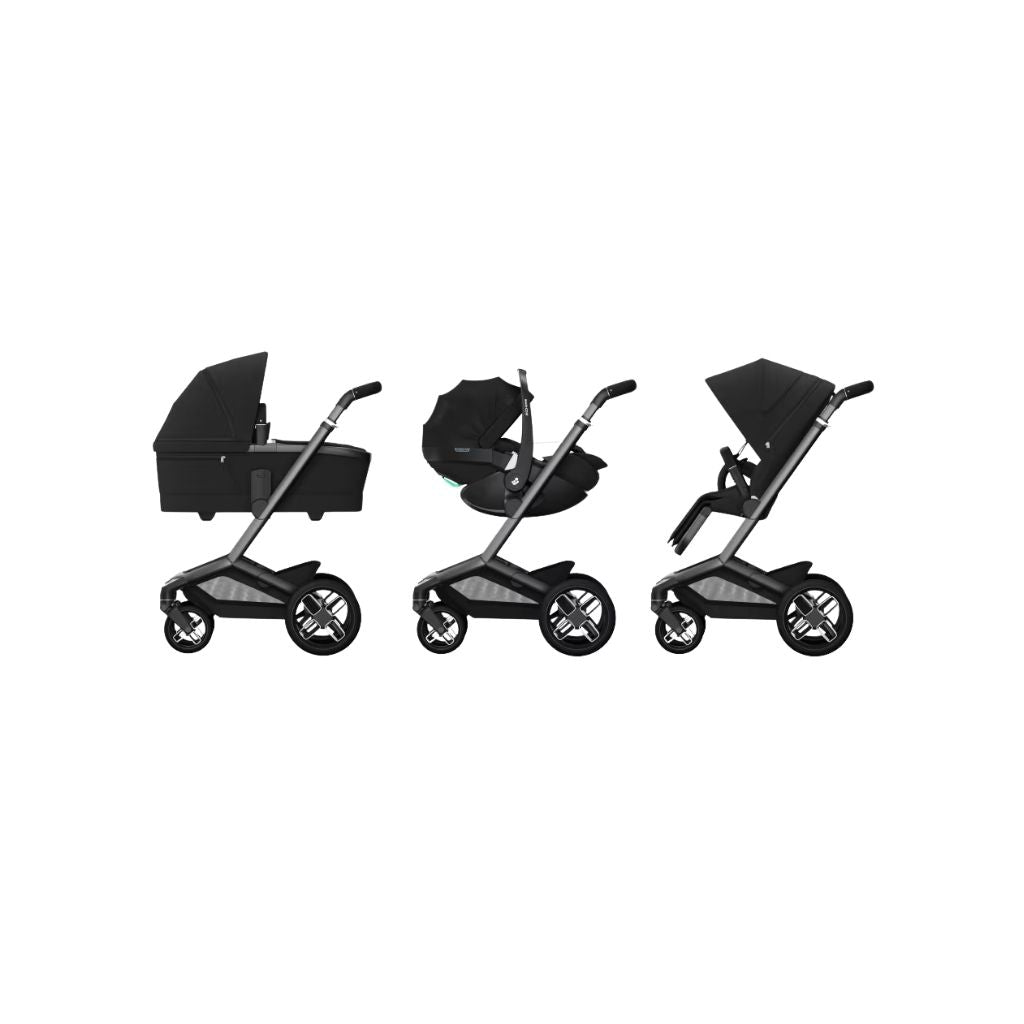 Maxi-Cosi 3-en-1 Poussette Fame Onyx Black + Nacelle + Pebble Slide Pro Onyx Black + Base Familyfix Slide Pro