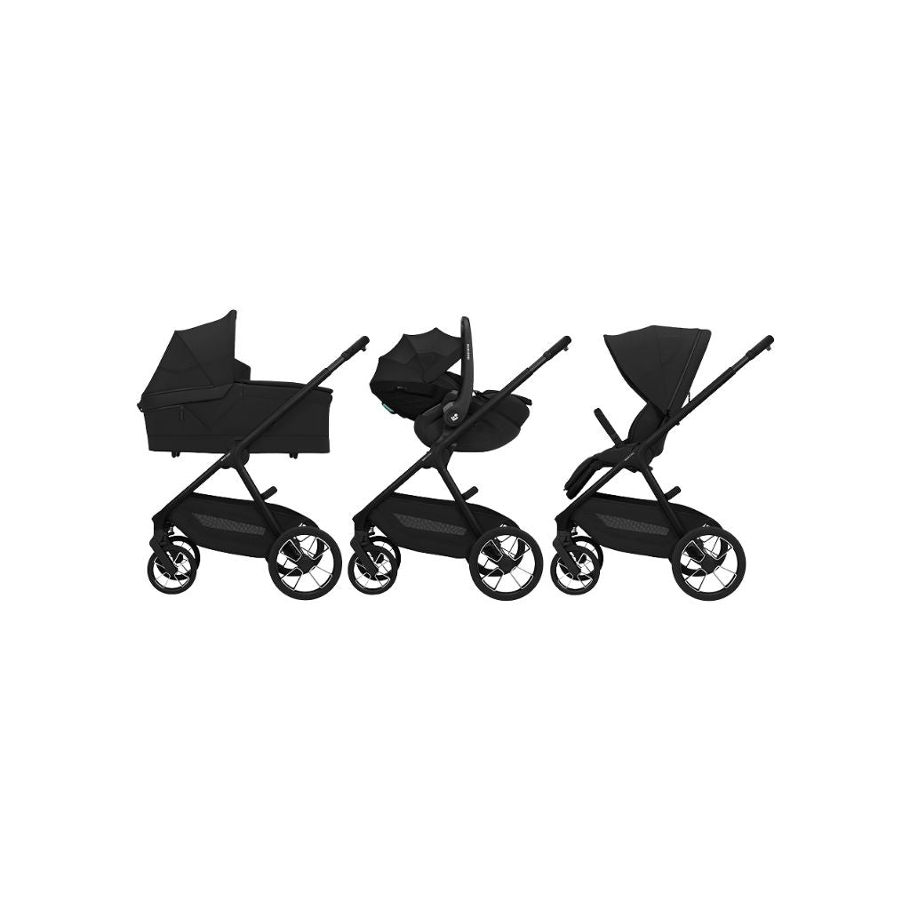 Maxi-Cosi 2-en-1 Poussette Oxford+ Onyx Black + Nacelle Pliable Onyx Black