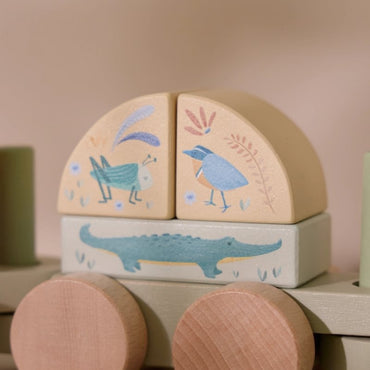 Little Dutch Train De Blocs Safari Friends Multi