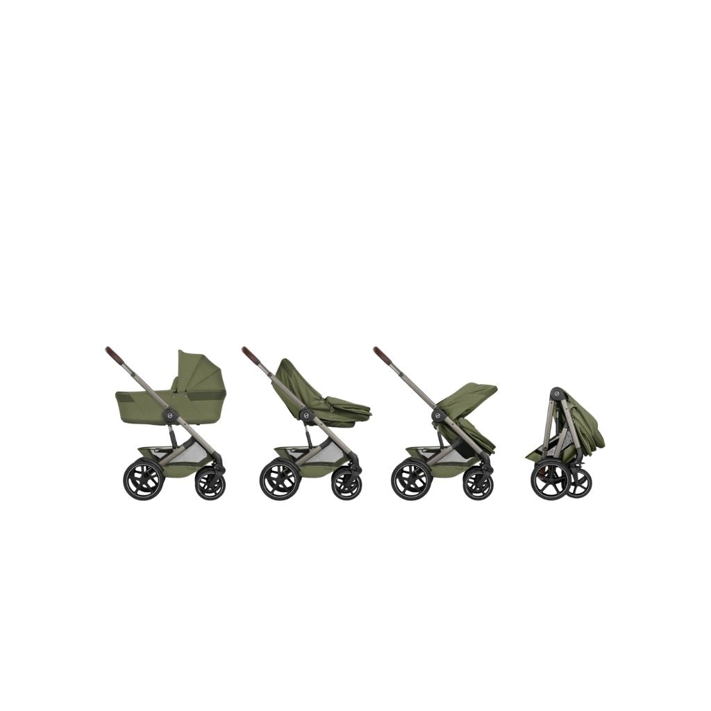 Cybex 2 en 1 Poussette Talos S Lux Moss Green + Nacelle Pliante Moss Green (Châssis Taupe)