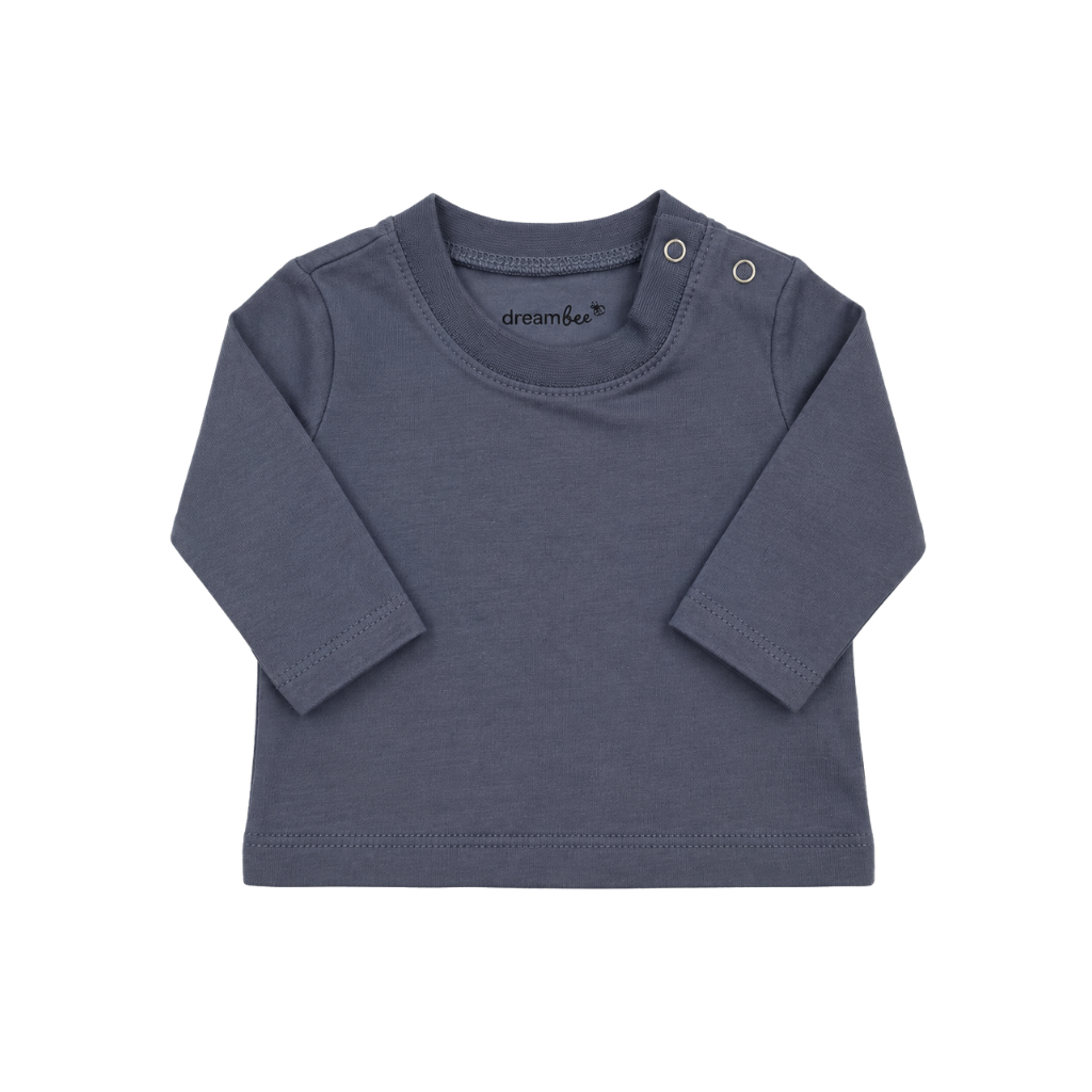 Dreambee Essentials T-shirt lange mouw, blauw, m74-80