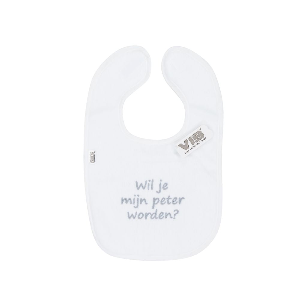 VIB Bavoir "Wil Jij Mijn Peter Worden?" White
