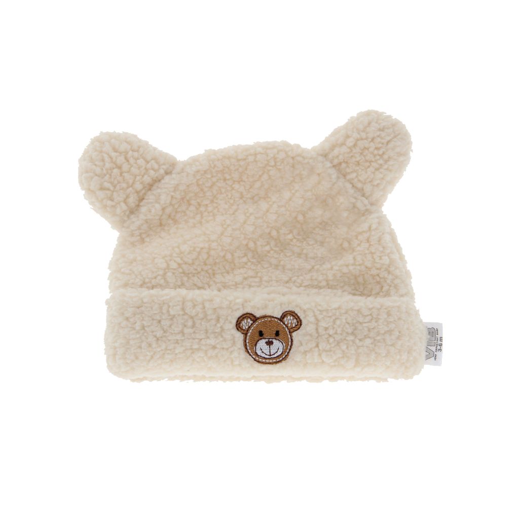 VIB Muts Met Oortjes "Beary Cold" Teddy Beige Uniseks 0-3 m