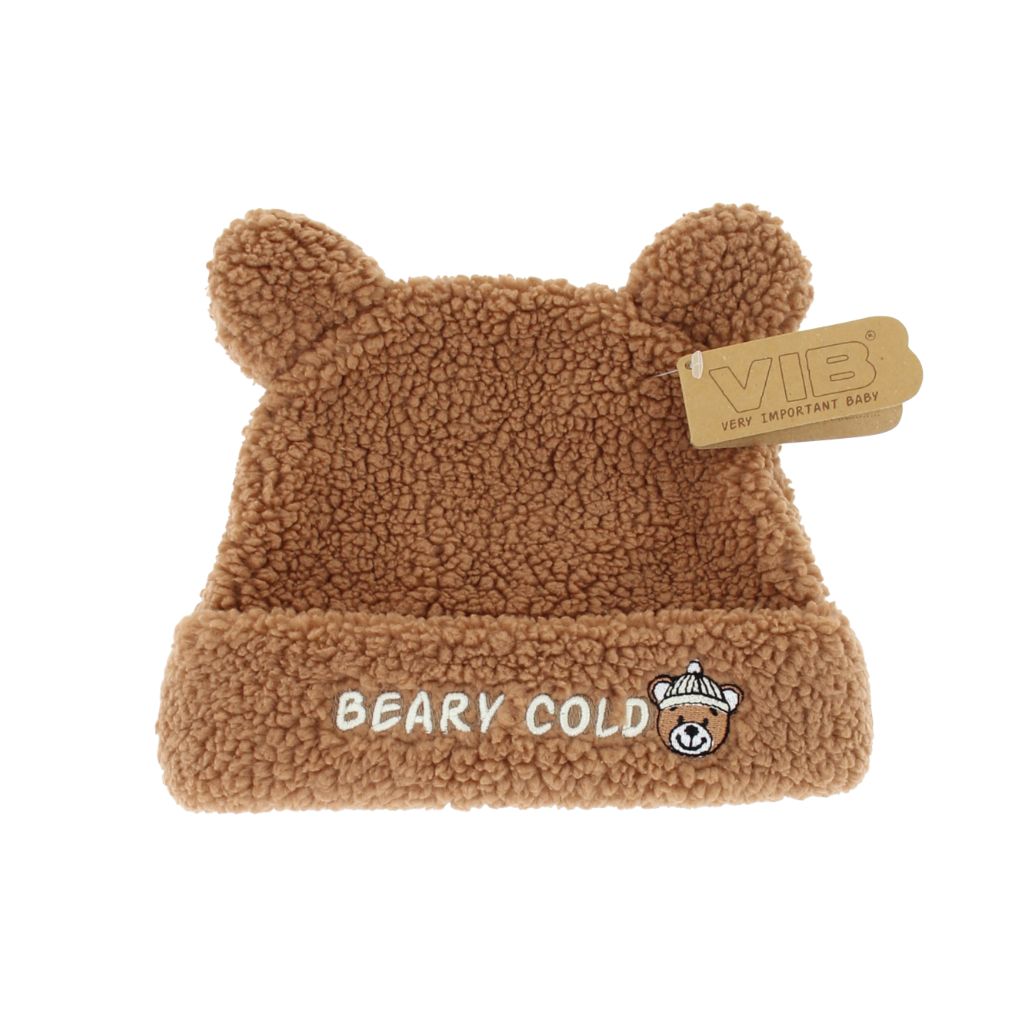 VIB Muts Met Oortjes "Beary Cold" Teddy Chocolate Bruin Uniseks 0-3 m