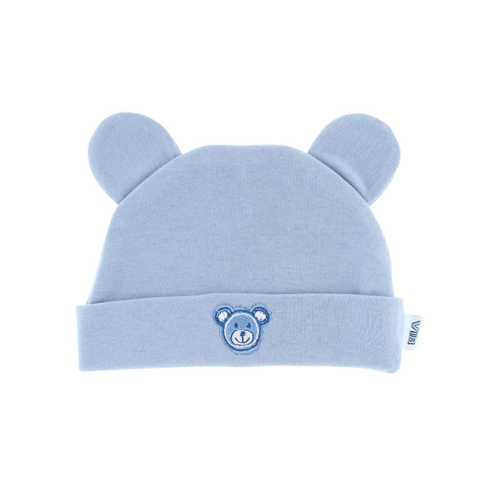 VIB Bonnet Avec Oreillettes "I'm Beary Cute" Dusty Blue Unisexe 0-3m