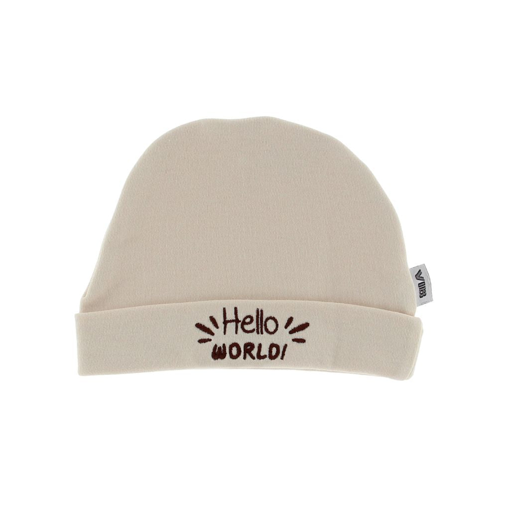 VIB Bonnet "Hello World" Beige Unisexe 0-3 m
