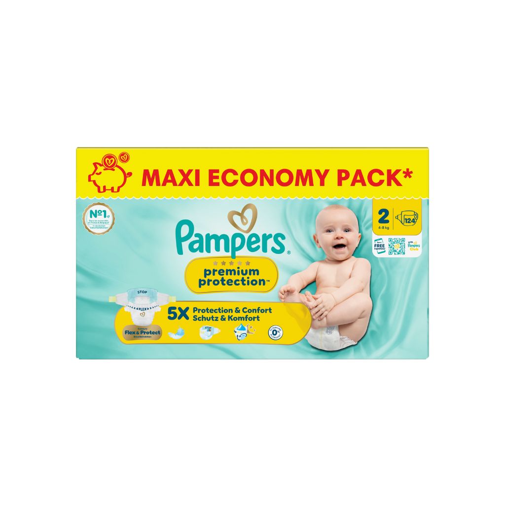 Pampers Luiers Premium Protection Maxi Maat 2 – 124 Stuks
