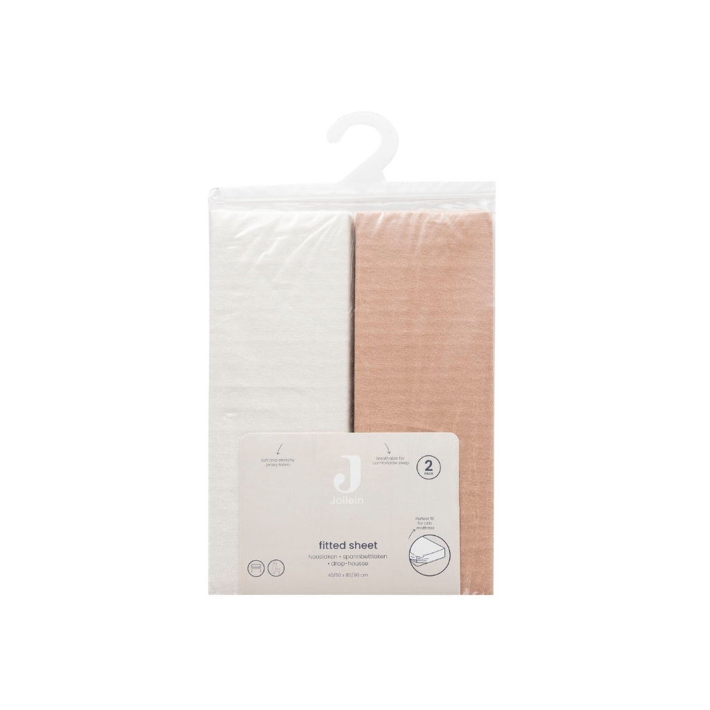 Jollein Hoeslaken Voor Wieg Jersey Light Terra / Oatmeal B 40 / 50 x L 80 / 90 cm – 2 Stuks
