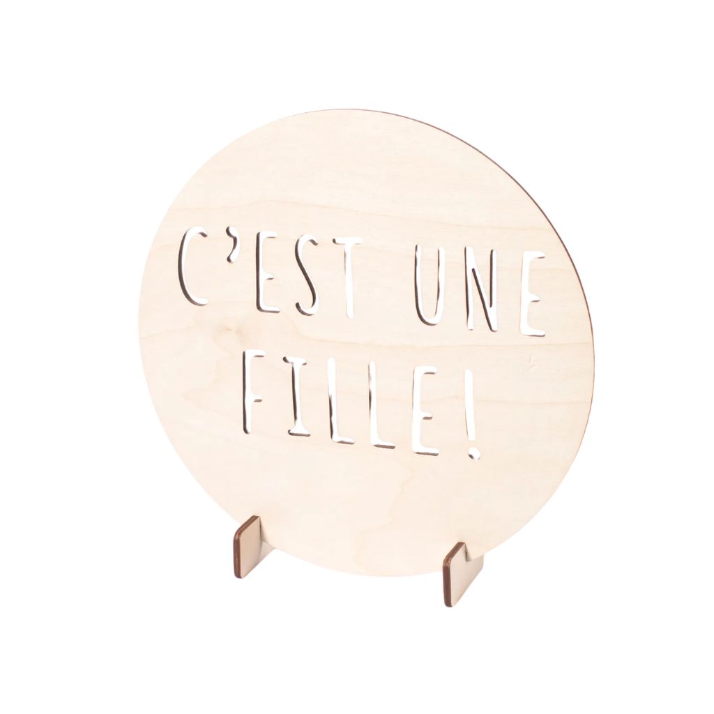 Woodie Goodie Gender Reveal Panneau d'annonce "C’est Une Fille!" Wood