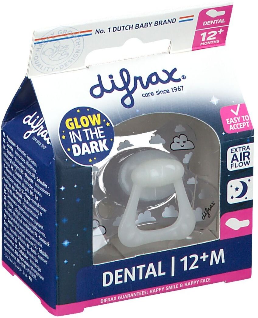 Difrax Fopspeen Dental Glow in the dark nacht schaapjes 12m+