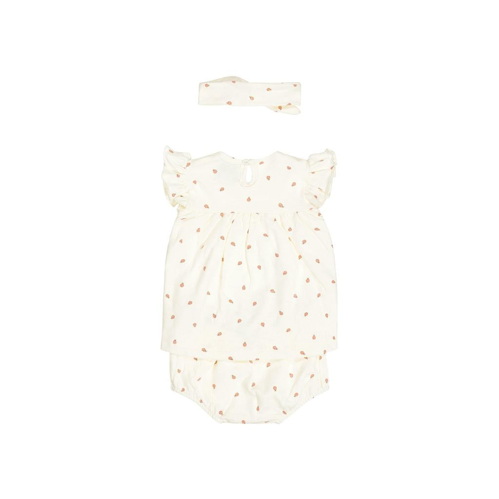 Dirkje 3-delige set jurk en accessoires Off-white - 3 stuks