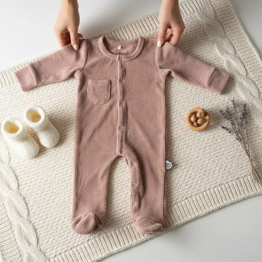Dreambee Essentials Pyjama à Bord Côtes Avec Pieds Rose