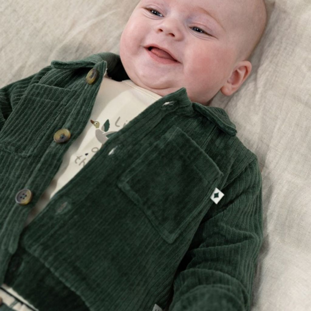 Feetje Veste En Velours Côtelé Wiggle and Waddle Garçons Green
