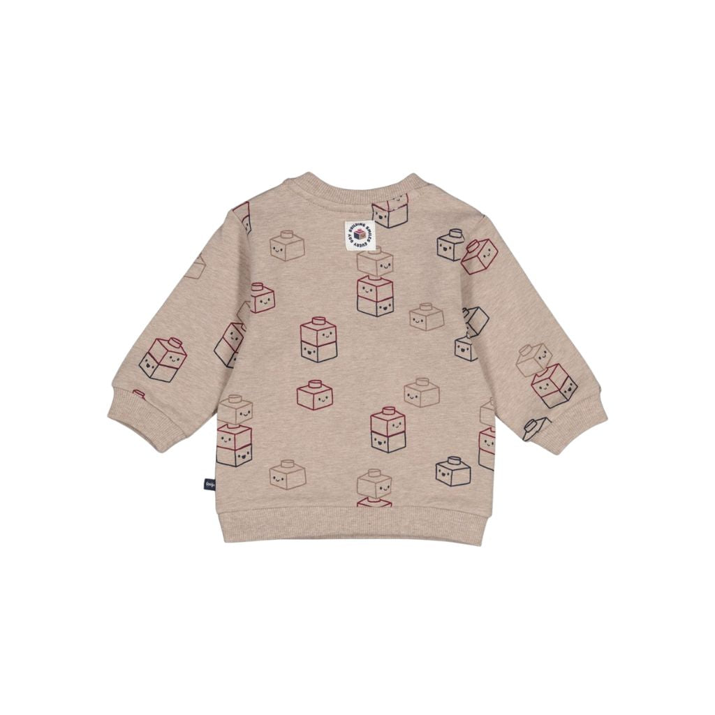 Feetje Sweater AOP Built For Fun Garçons Taupe Melange