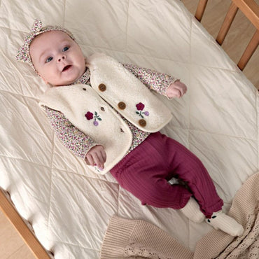Feetje Gilet en Teddy Avec Broderie Afternoon Tea Filles Creme