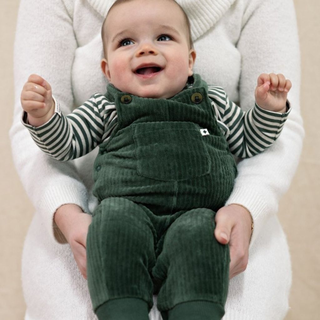 Feetje Salopette En Velours Côtelé Wiggle and Waddle Garçons Green