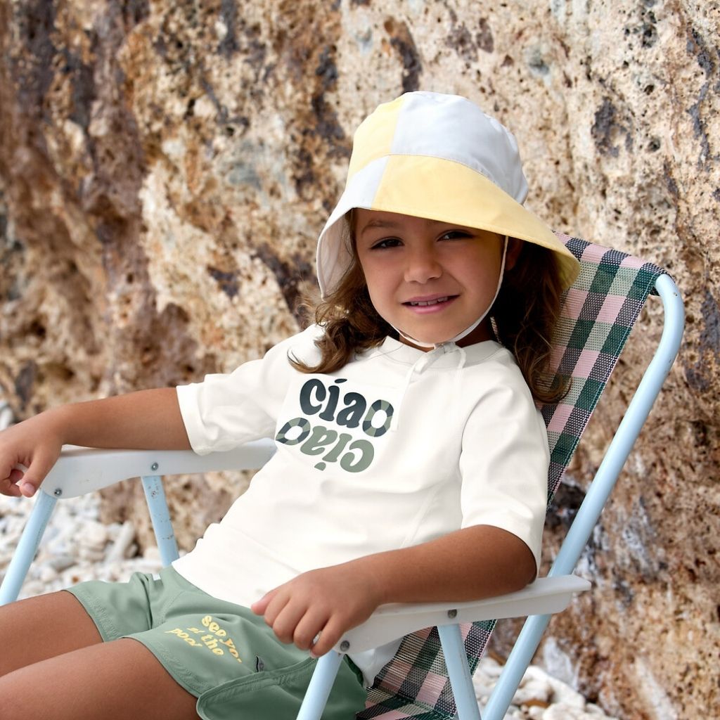 Lässig Zonnehoed Checkerboard Pale Yellow/Sea Salt