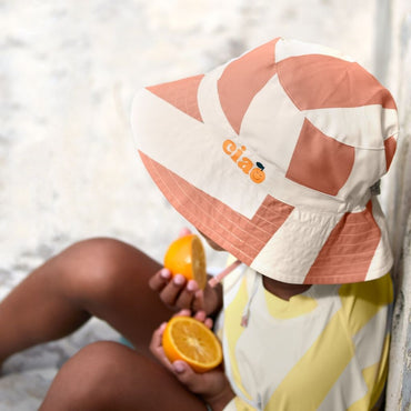 Lässig Chapeau de soleil Fishing Hat Stripes Brun/blanc