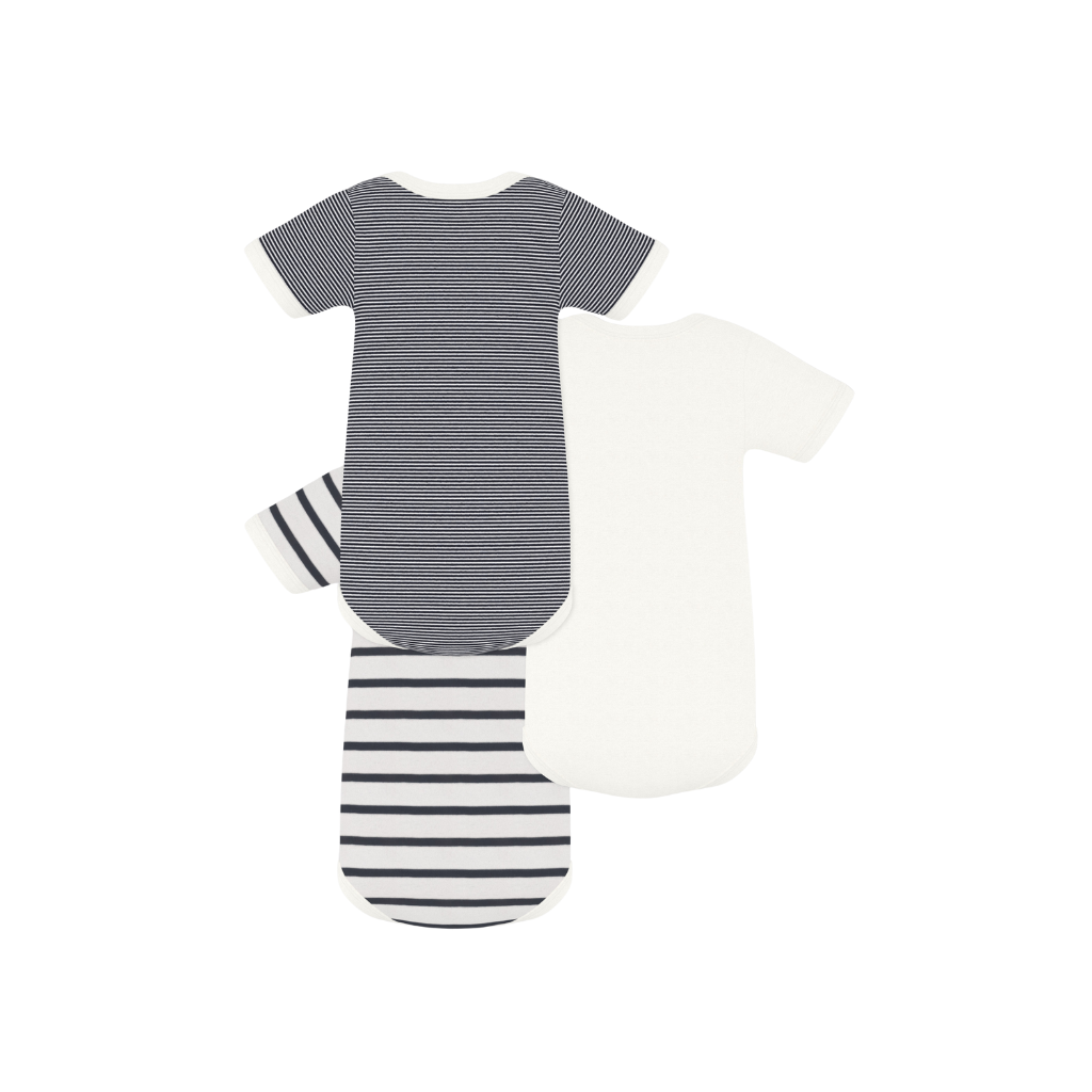 Petit Bateau Body met korte mouwen Strepen - 3 stuks