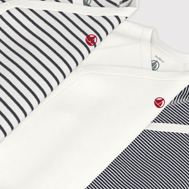 Petit Bateau Body met overslag en lange mouwen Strepen - 3 stuks