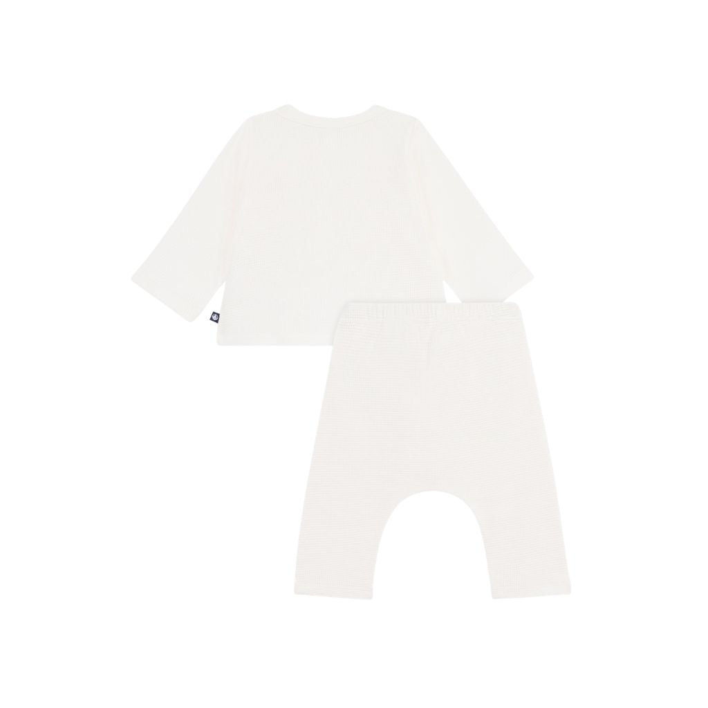 Petit Bateau 2-delige Kledingset Cardigan en Broekje Wit Uniseks