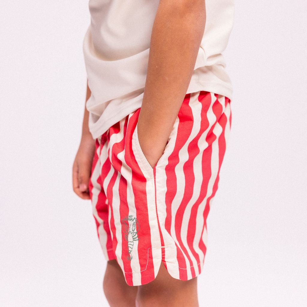SwimEssentials Short de bain Lobster Stripe Rouge Blanc