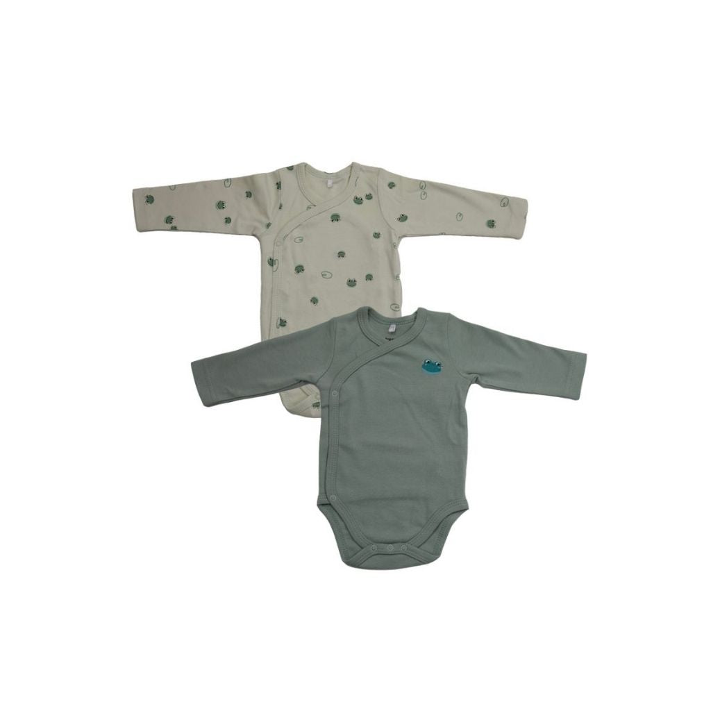 Dreambee Body met overslag en lange mouwen newborn Oscar groen - 2 stuks