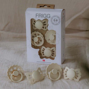 FRIGG Fopspeen 0 - 6 maanden Baby’s First pacifier - Floral Heart Cream - 4 stuks