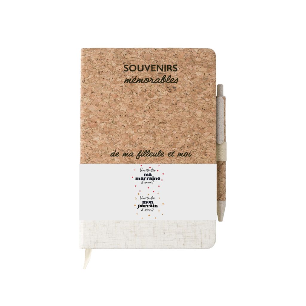 Minimou Notitieboek met pen "Souvenirs mémorables de ma filleule et moi"