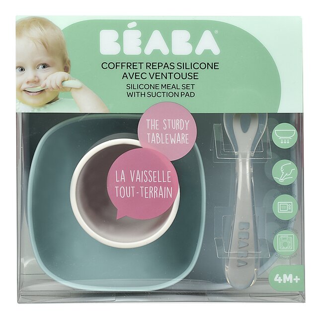 Béaba 4-delige eetset silicone Jungle blauw