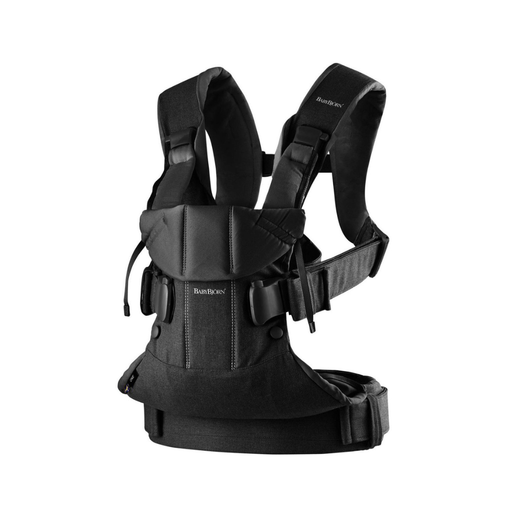 Draagzak BabyBjorn One, zwart, Cotton Mix, met flexibel rugpand
