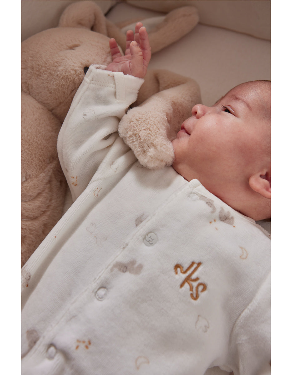 Noukie's Pyjama uit fluweel Bali & Moka wit