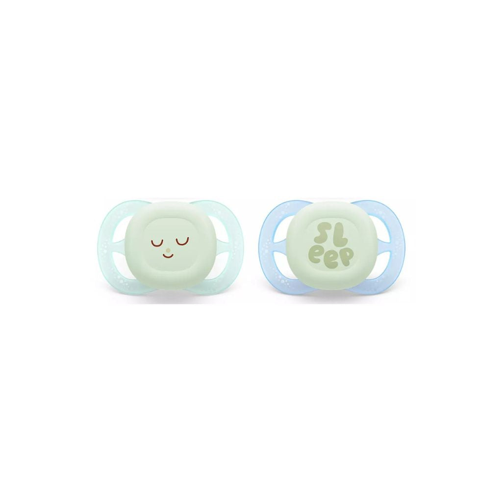 Philips AVENT Fopspeen + 0 maanden Ultra Start Night Mix munt/blauw, lila/perzik - 2 stuks