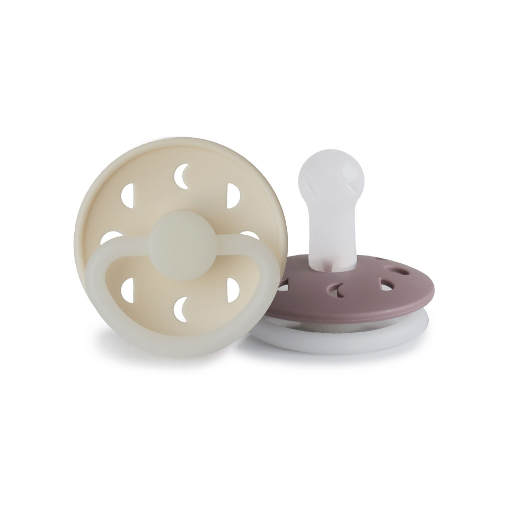FRIGG Fopspeen + 6 maanden Moon Night silicone Cream/Twilight Mauve - 2 stuks