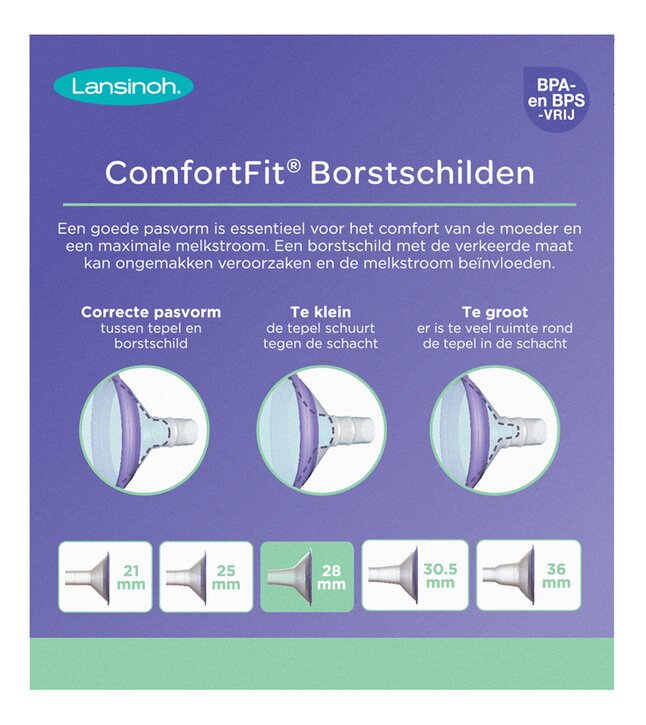 Lansinoh Teterelle Comfort Fit 28 mm - 2 pièces