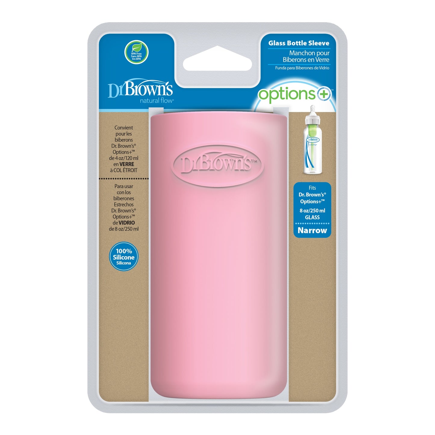Dr. Brown's Beschermhoes voor standaard glazen zuigfles roze 250 ml